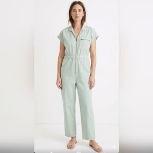 Madewell Soft Green /Sage Zip- Pocket Coverall Jumpsuit Size 12